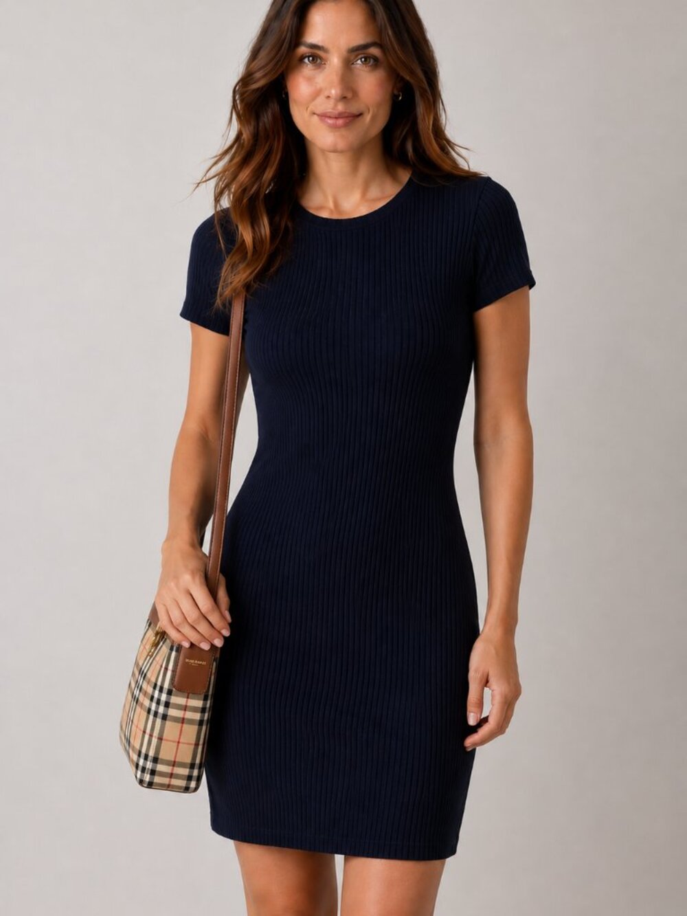 Theory Tiny Rib Knit T-Shirt Dress Medium Midnight Navy Blue Quiet Luxury Preppy - Picture 10 of 10